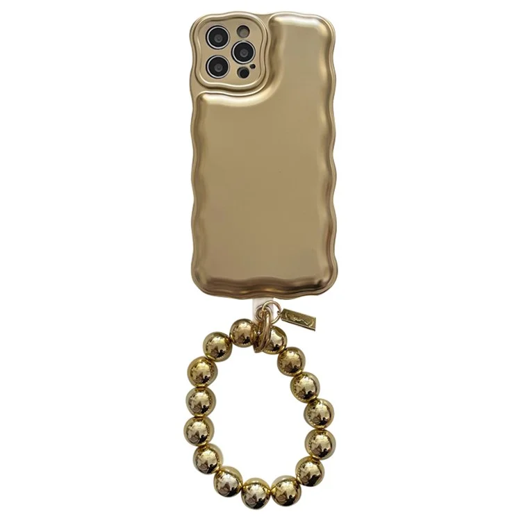 Capa para iPhone 13 Pro Max 3D Airbag Capa de Telefone à Prova de Choque com Corrente - Ouro