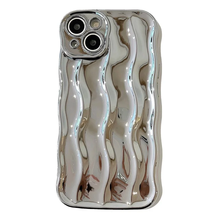Per iPhone 15 TPU Phone Case Caseative Water Ripple Pattern Back Cover - Elettroplaccatura Argento