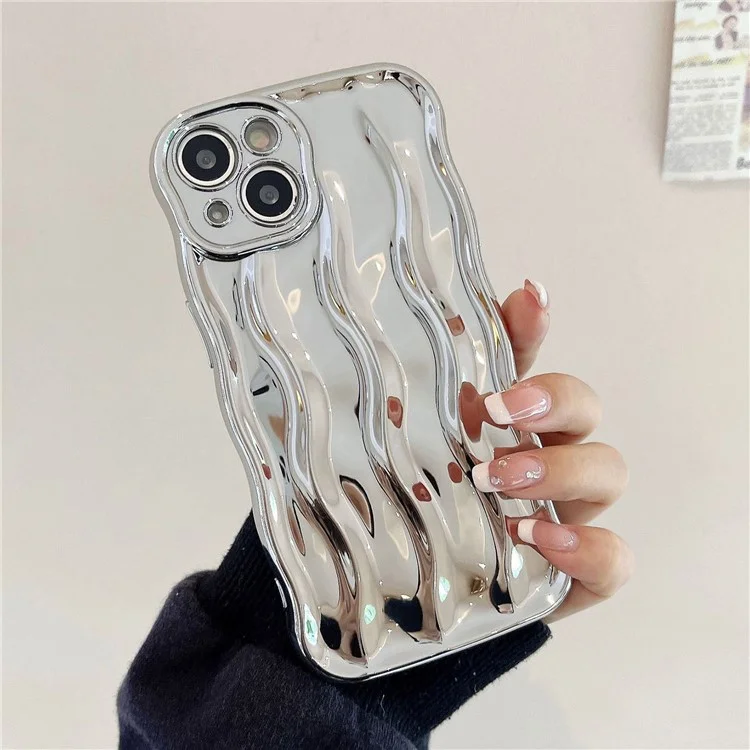 Per iPhone 15 TPU Phone Case Caseative Water Ripple Pattern Back Cover - Elettroplaccatura Argento
