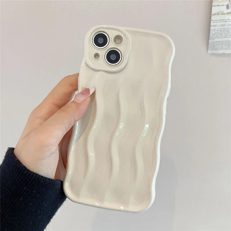 For iPhone 15 TPU Phone Case Caseative Water Ripple Pattern Back Cover - White