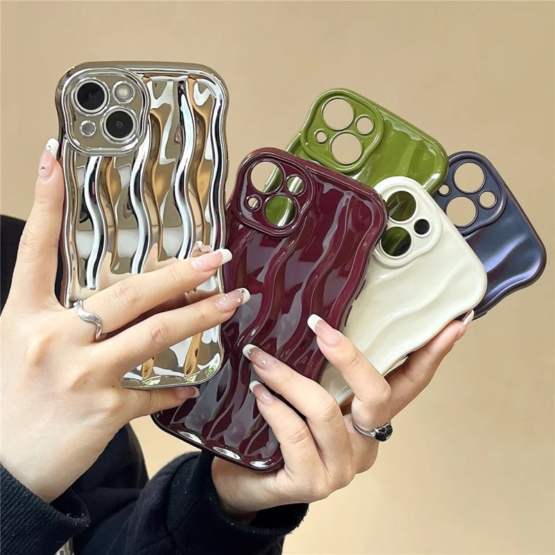 For iPhone 15 TPU Phone Case Caseative Water Ripple Pattern Back Cover - Wine Red
