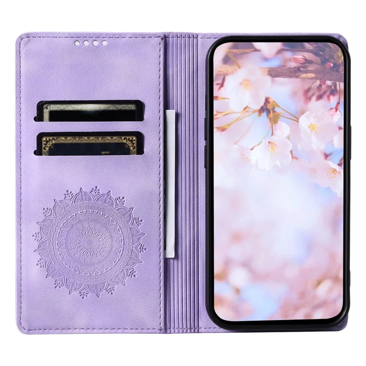 Für Motorola Moto G54 5G Case Magnetische bedruckte Mandala-Blumen-Lederabdeckung mit Ständer - Lila
