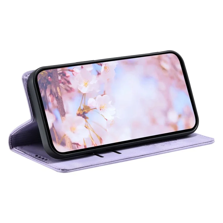 Für Motorola Moto G54 5G Case Magnetische bedruckte Mandala-Blumen-Lederabdeckung mit Ständer - Lila