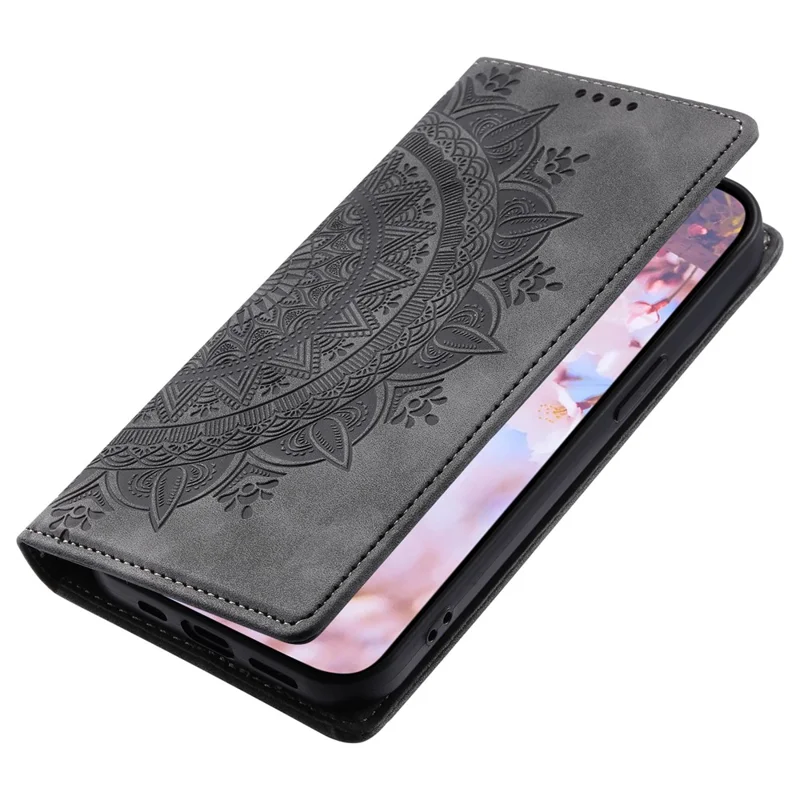 For Motorola Moto G84 5G Case Anti-Scratch PU Leather Magnetic Imprinted Mobile Phone Cover - Grey