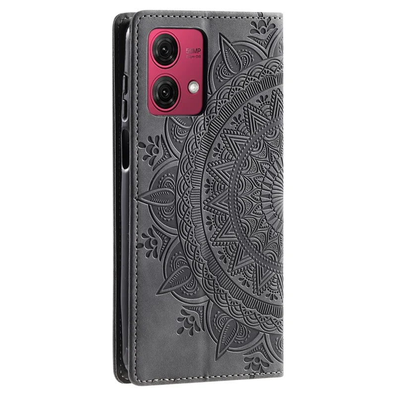For Motorola Moto G84 5G Case Anti-Scratch PU Leather Magnetic Imprinted Mobile Phone Cover - Grey