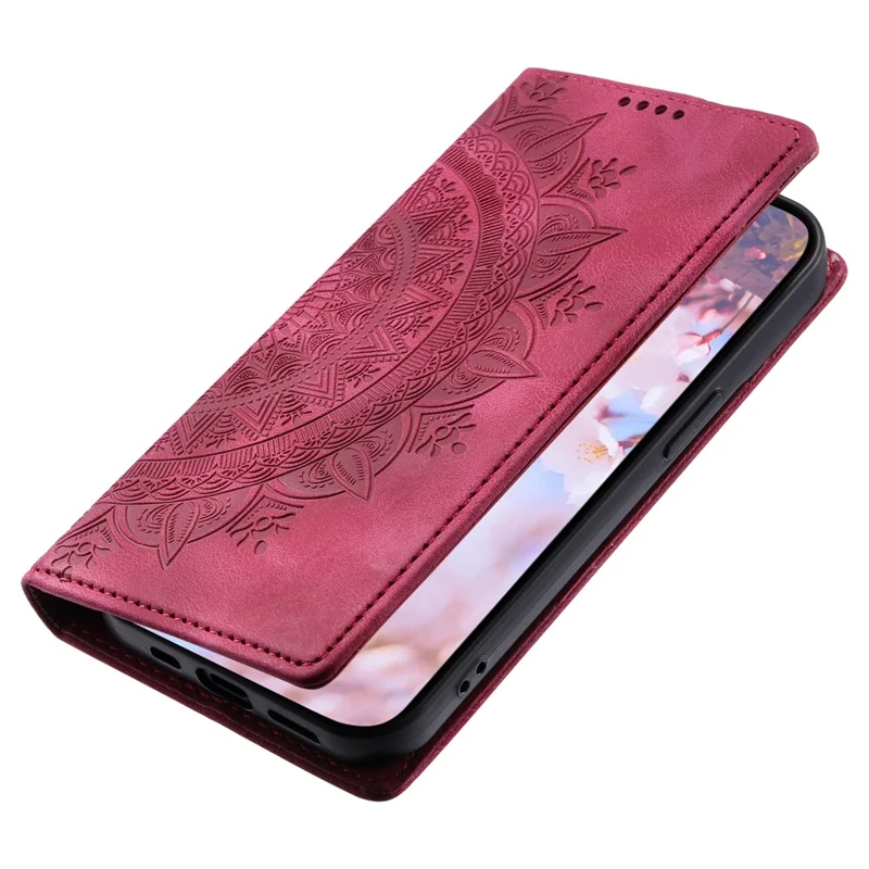For Motorola Moto E13 4G Case PU Leather Magnetic Imprinted Stand Phone Protector - Rose