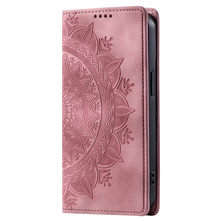 Stand Phone Cover für Motorola Moto G14 4G Case PU Leder Magnetische geprägte Schutzabdeckung - Roségold