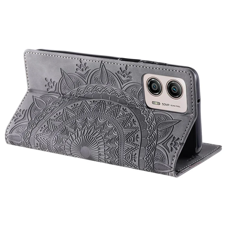 Para Motorola Moto G53 5G Funda Carcasa de Piel PU Magnética Resistente a Arañazos con Soporte - Gris