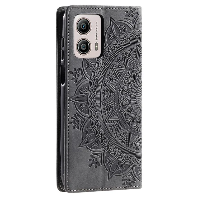 Para Motorola Moto G53 5G Funda Carcasa de Piel PU Magnética Resistente a Arañazos con Soporte - Gris