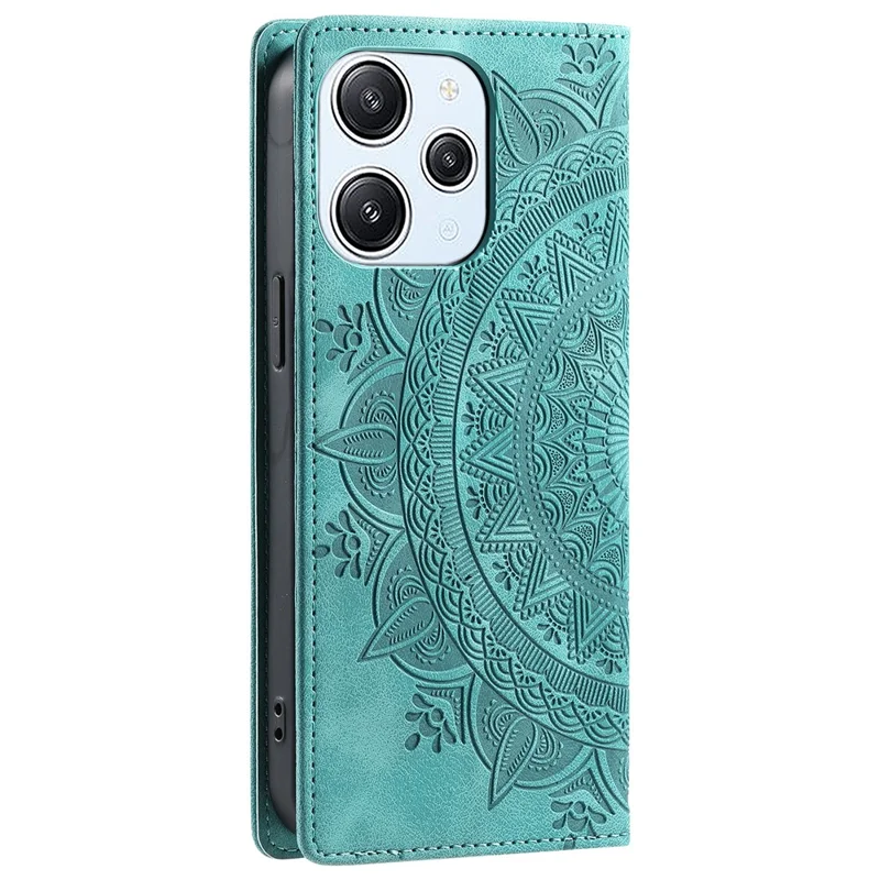 For Xiaomi Redmi 12 5G (Global) / Redmi 12 4G / Poco M6 Pro 5G Case Magnetic Closing Leather Cell Phone Cover - Mint Green