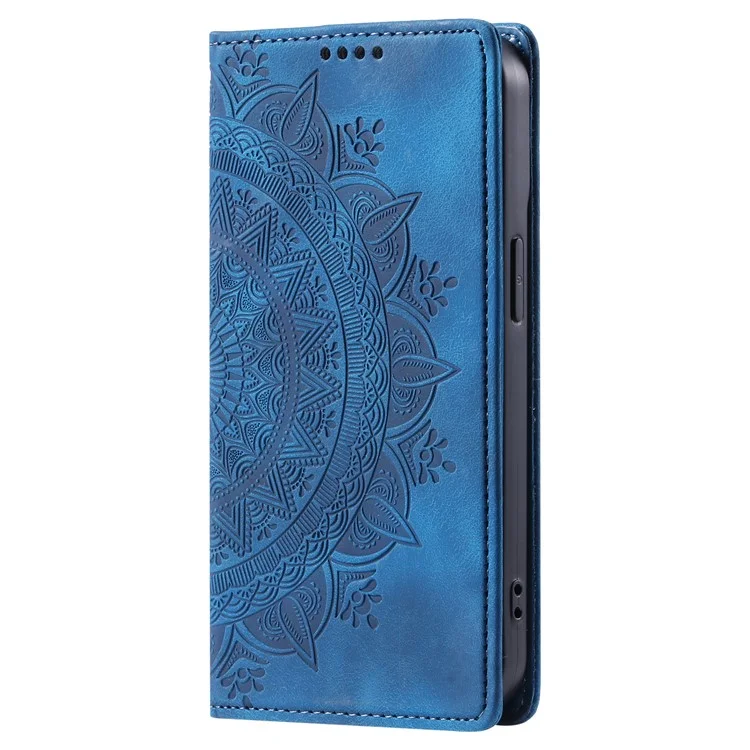 PU-Leder-Handy-Schale für iPhone 12 Pro Case Magnetisch bedruckt Ständer-Handyhülle - Blau