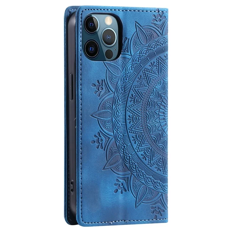 PU-Leder-Handy-Schale für iPhone 12 Pro Case Magnetisch bedruckt Ständer-Handyhülle - Blau