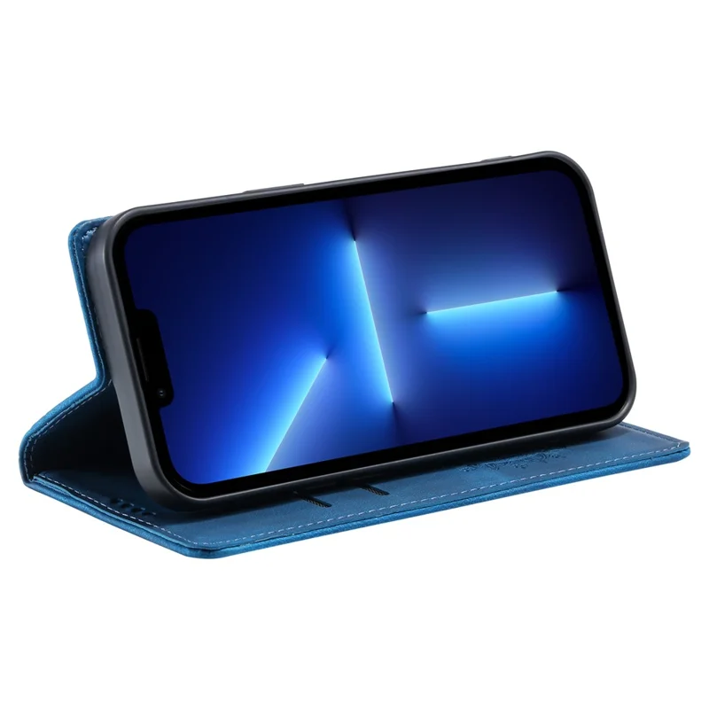 Custodia per cellulare a portafoglio per iPhone 13 Pro, in pelle PU con chiusura magnetica e supporto - Blu