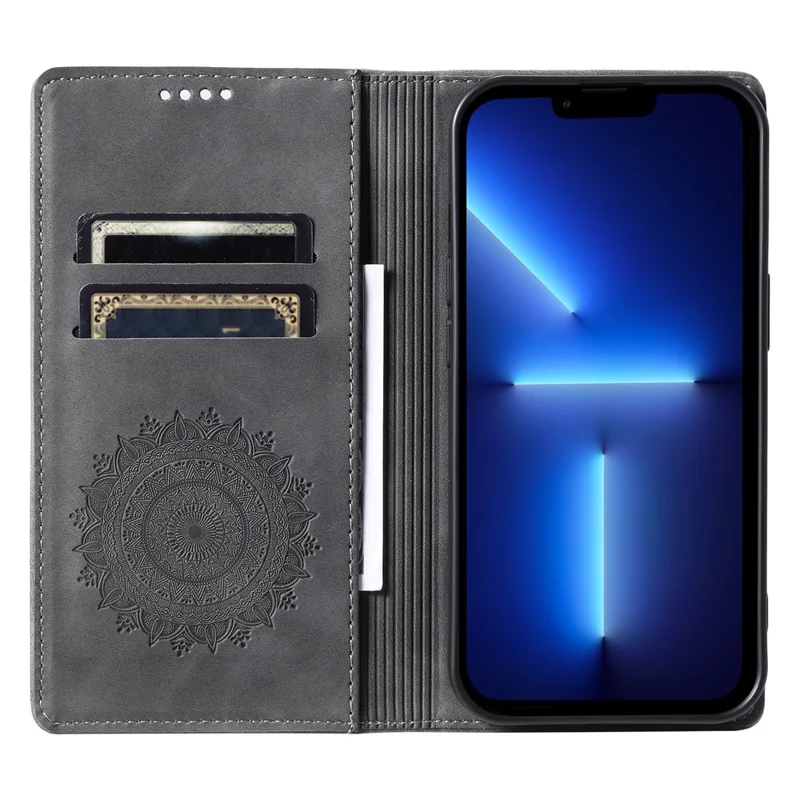 Para iPhone 13 Pro Max Funda de 6.7 pulgadas Cierre magnético automático Soporte abatible Cubierta de teléfono de cuero - Gris