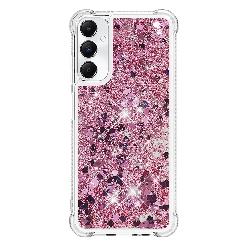 Série YB Quicksand-1 pour étui Samsung Galaxy A05s 4G, coque téléphone en TPU à paillettes liquides - Or rose / Coeurs