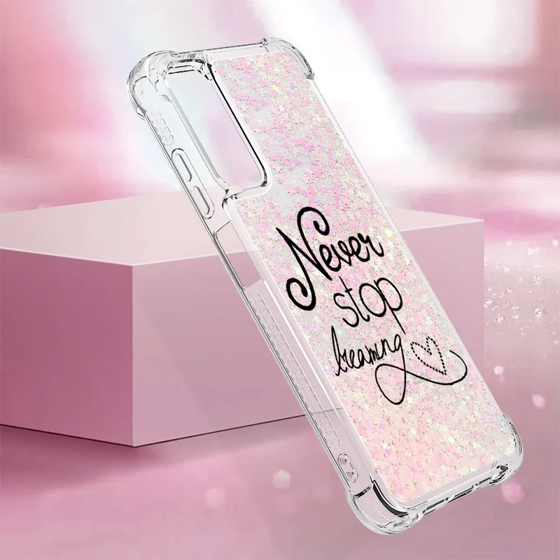 For Samsung Galaxy A05s 4G TPU Case with Quicksand and Pattern Printed - Never Stop Dreaming