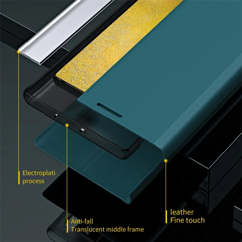 Para Samsung Galaxy S24+ Case Electroplating Leather Phone Cover com Suporte - Verde