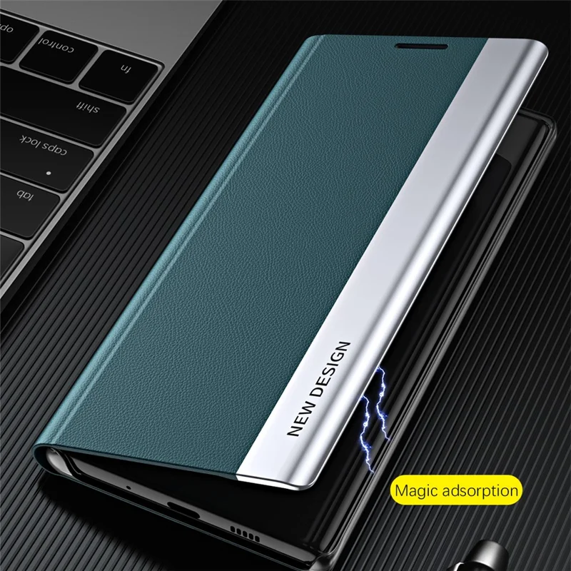 Para Samsung Galaxy S24+ Case Electroplating Leather Phone Cover com Suporte - Verde