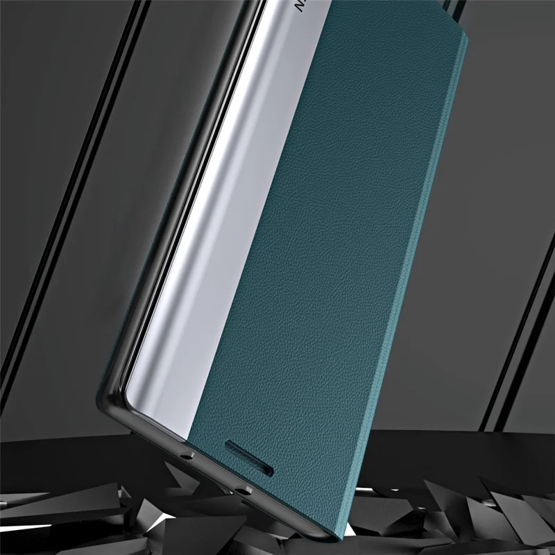 Para Samsung Galaxy S24+ Case Electroplating Leather Phone Cover com Suporte - Verde