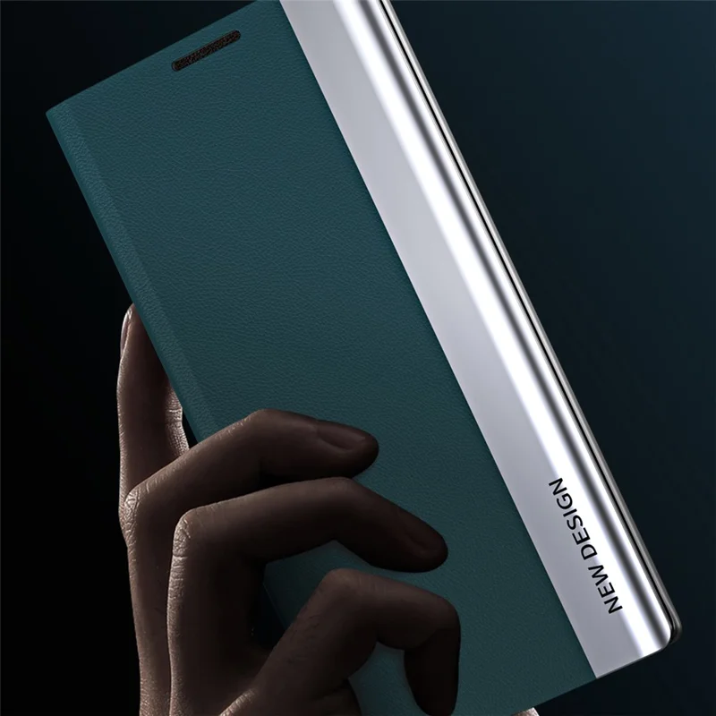 Para Samsung Galaxy S24+ Case Electroplating Leather Phone Cover com Suporte - Verde