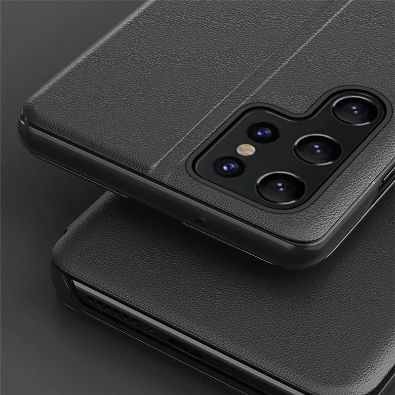 For Samsung Galaxy S24 Ultra Case View Window PU Leather Stand Cover - Sapphire