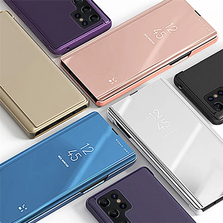 Для Samsung Galaxy S24 Ultra Чехол Устойчивый к царапинам Окно из ПУ-кожи Чехол для мобильного телефона - Синий