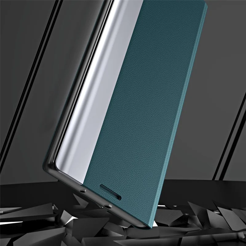 Para Samsung Galaxy S24 Ultra Case Anti-scratch Leather Electroplating Stand Phone Cover - Verde