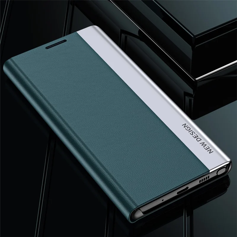 For Samsung Galaxy S24 Ultra Case Anti-scratch Leather Electroplating Stand Phone Cover - Black
