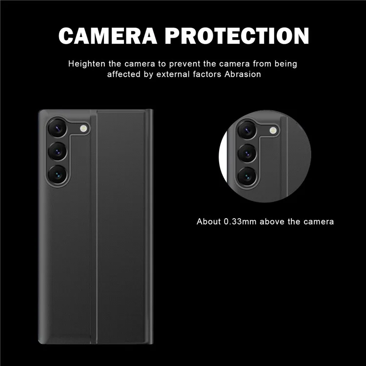 Für Samsung Galaxy S24 Case View Window Kratzsicheres PU-Leder-Flip-Stand-Telefonschutz - Schwarz