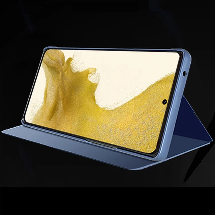 For Samsung Galaxy S24 Case View Window Anti-fall PU Leather Stand Phone Protector - Gold