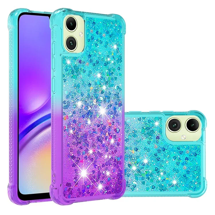 For Samsung Galaxy A05 4G TPU Case Gradient Quicksand Phone Back Cover - Sky Blue+Purple