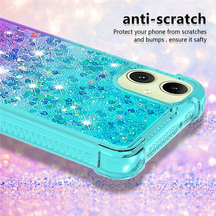 For Samsung Galaxy A05 4G TPU Case Gradient Quicksand Phone Back Cover - Sky Blue+Purple