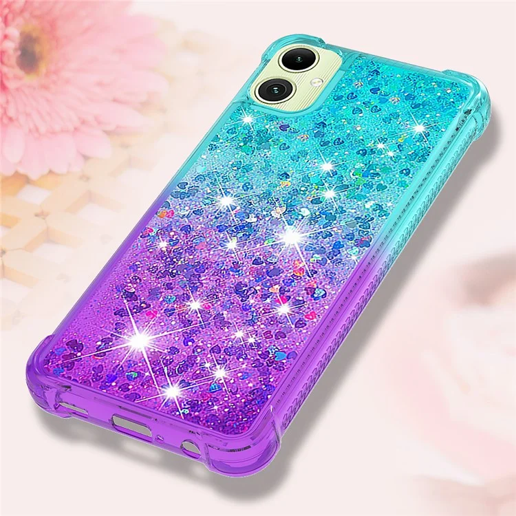 For Samsung Galaxy A05 4G TPU Case Gradient Quicksand Phone Back Cover - Sky Blue+Purple