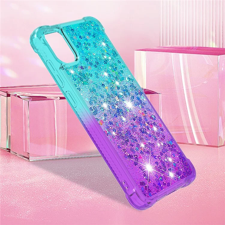 For Samsung Galaxy A05 4G TPU Case Gradient Quicksand Phone Back Cover - Sky Blue+Purple