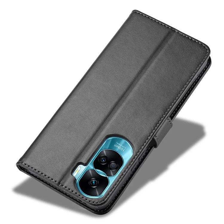LC.IMEEKE For Honor 90 Lite 5G / X50i 5G Leather Case Calf Texture Stand Phone Cover - Black