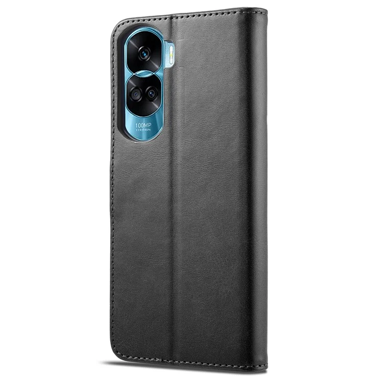 LC.IMEEKE For Honor 90 Lite 5G / X50i 5G Leather Case Calf Texture Stand Phone Cover - Black