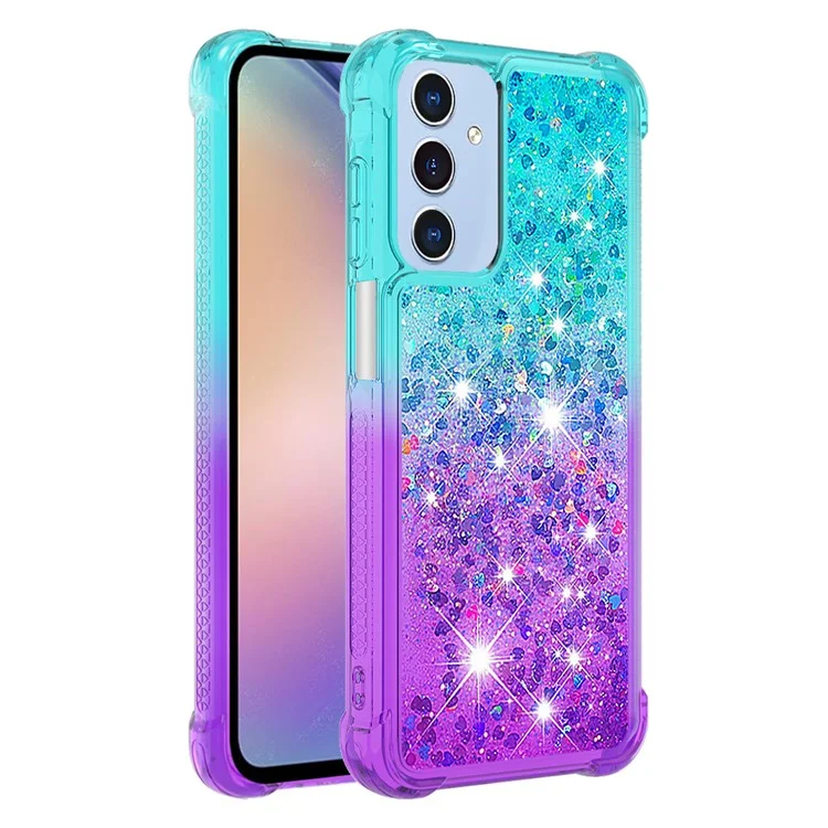 YB Quicksand Series-3 для чехла 5G Samsung Galaxy A15 Gradient Liquid Soft TPU Back Shell - Sky Blue+Purple