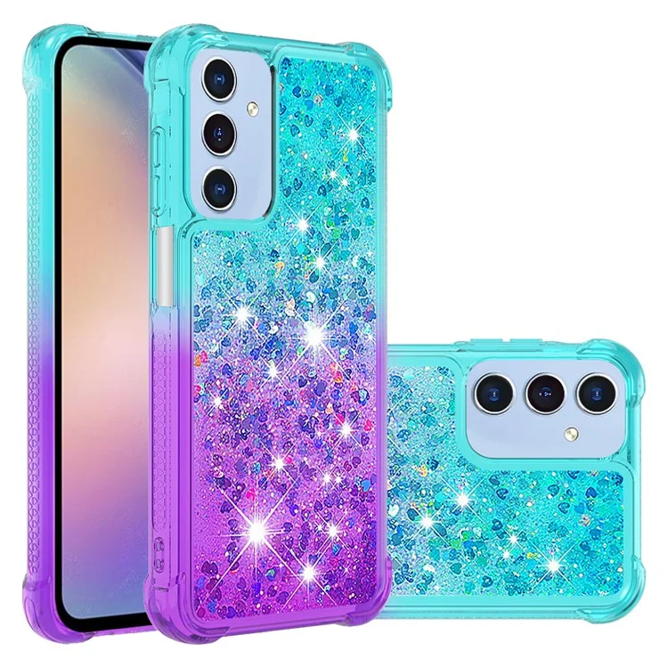 YB Quicksand Series-3 для чехла 5G Samsung Galaxy A15 Gradient Liquid Soft TPU Back Shell - Sky Blue+Purple