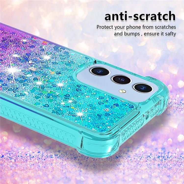 YB Quicksand Series-3 для чехла 5G Samsung Galaxy A15 Gradient Liquid Soft TPU Back Shell - Sky Blue+Purple