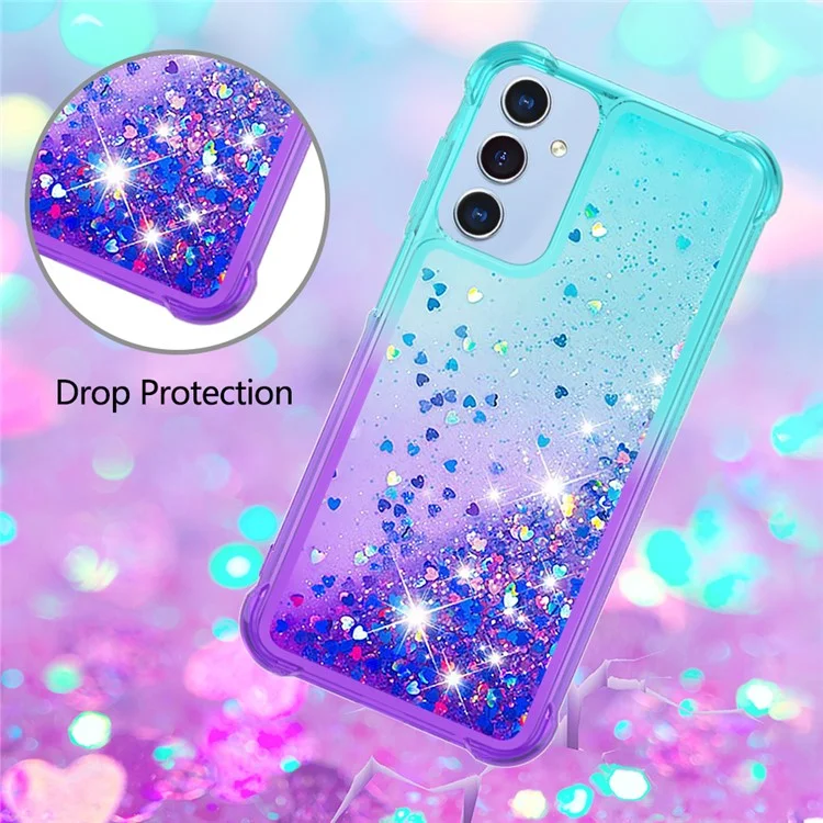 YB Quicksand Series-3 для чехла 5G Samsung Galaxy A15 Gradient Liquid Soft TPU Back Shell - Sky Blue+Purple