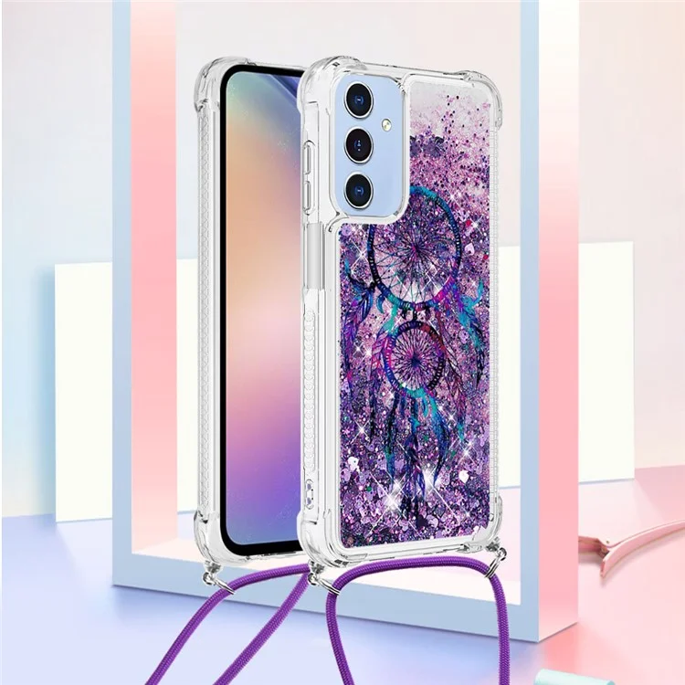 YB Quicksand Series-5 per Samsung Galaxy A15 5G Case Soft TPU Pattern Printed Phone Cover con Lanyard - Wind Chimes