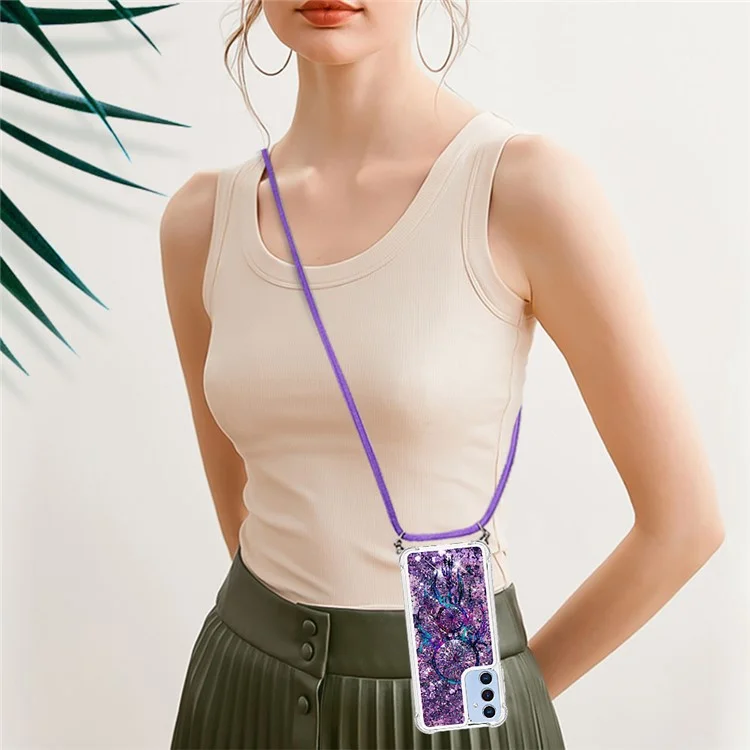 YB Quicksand Series-5 per Samsung Galaxy A15 5G Case Soft TPU Pattern Printed Phone Cover con Lanyard - Wind Chimes