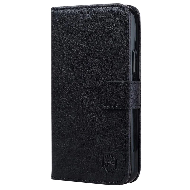 For Samsung Galaxy S24 Ultra Case Solid Color Leather Phone Stand Cover - Black