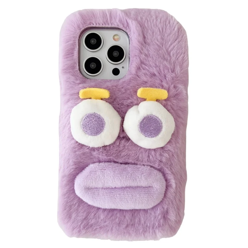 Para iPhone 15 Pro Max Case Lovely Sausage-shaped Lip Plush+TPU Warm Phone Cover - Roxo