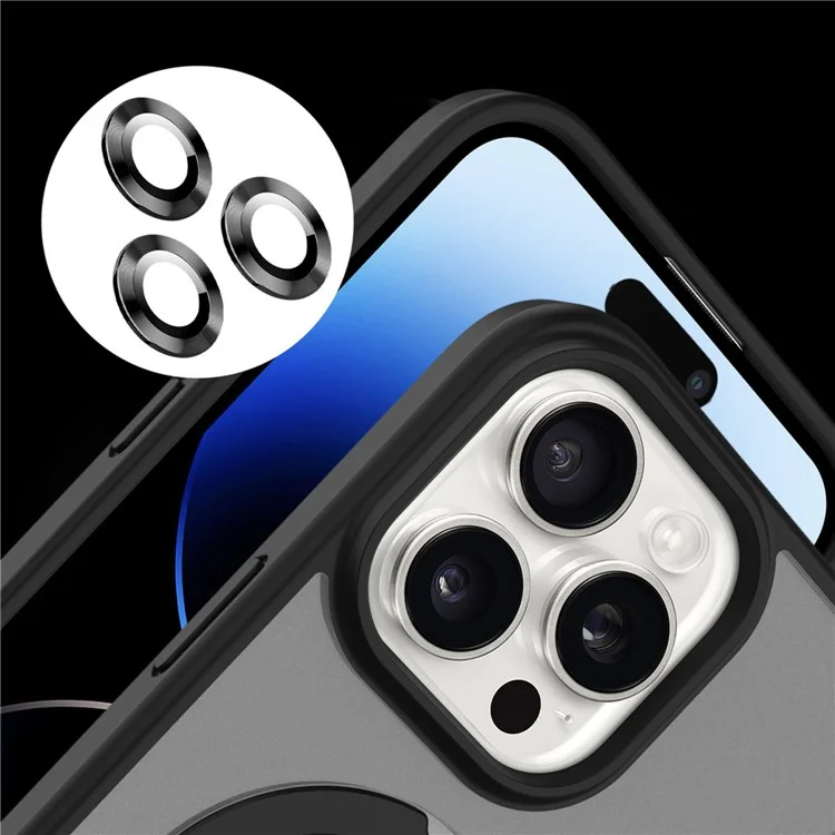 Чехол с подставкой для iPhone 15 Pro Max, защитное стекло для камеры, чехол для телефона, совместимый с MagSafe - черный