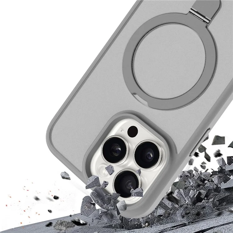 Чехол с подставкой для iPhone 15 Pro Max, защитное стекло для камеры, чехол для телефона, совместимый с MagSafe - черный
