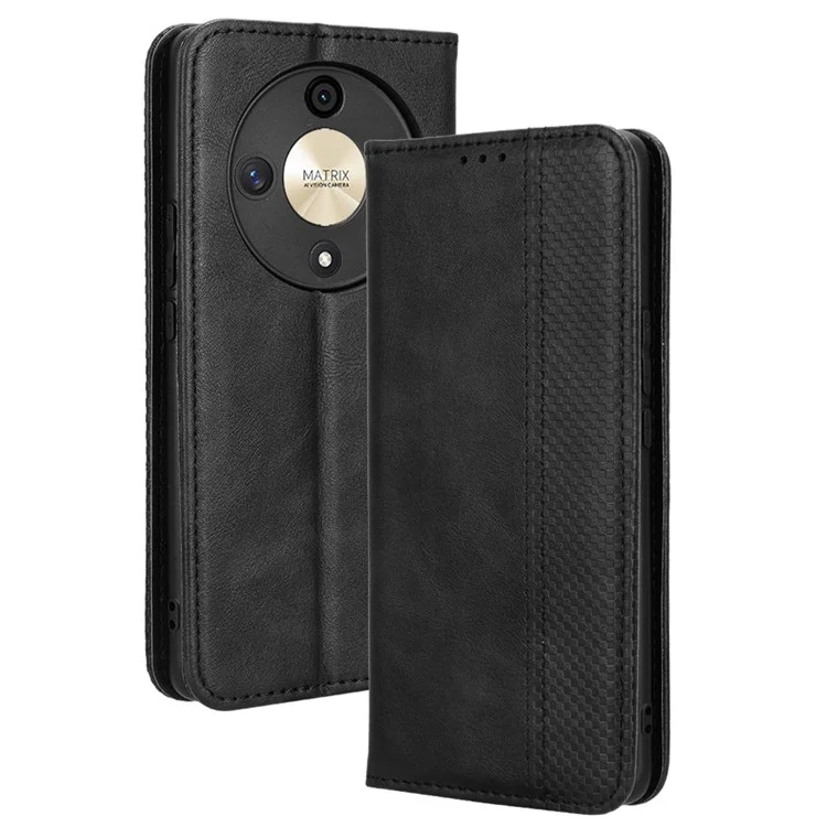 For Honor Magic6 Lite 5G / X9b 5G / X50 Case PU Leather Shockproof Phone Wallet Cover - Black