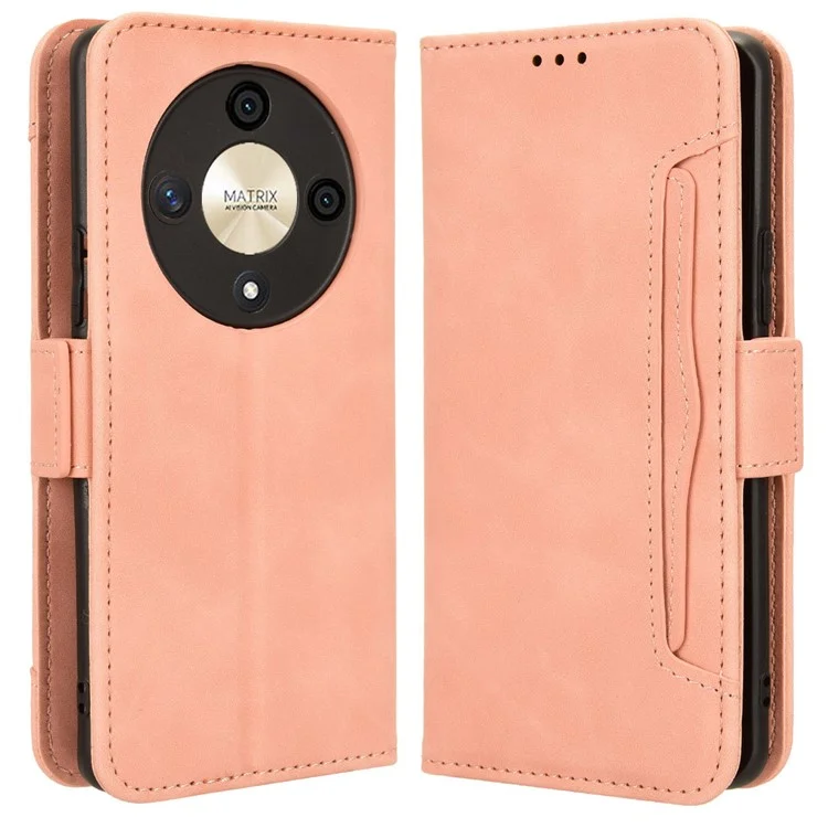For Honor Magic6 Lite 5G / X9b 5G / X50 Case Leather Phone Cover with Multiple Card Slots - Pink