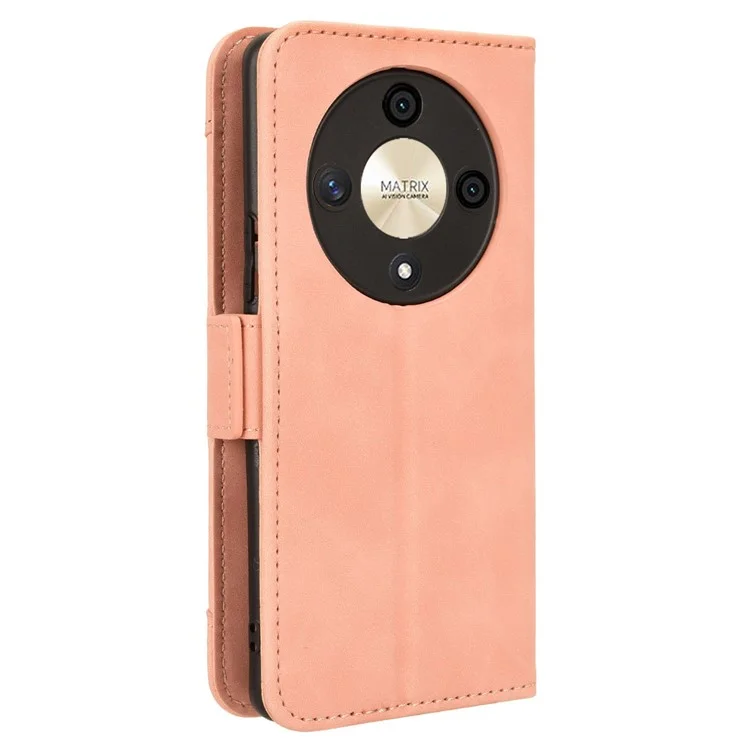 For Honor Magic6 Lite 5G / X9b 5G / X50 Case Leather Phone Cover with Multiple Card Slots - Pink