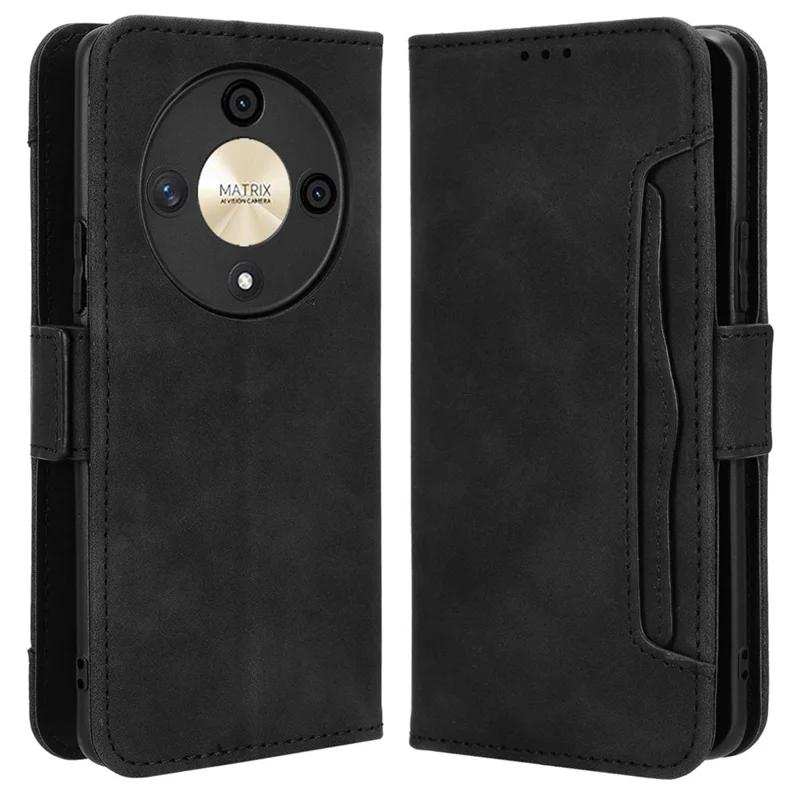 Cover per Honor Magic6 Lite 5G / X9b 5G / X50 in Pelle con Multipla Fessura per Schede - Nero